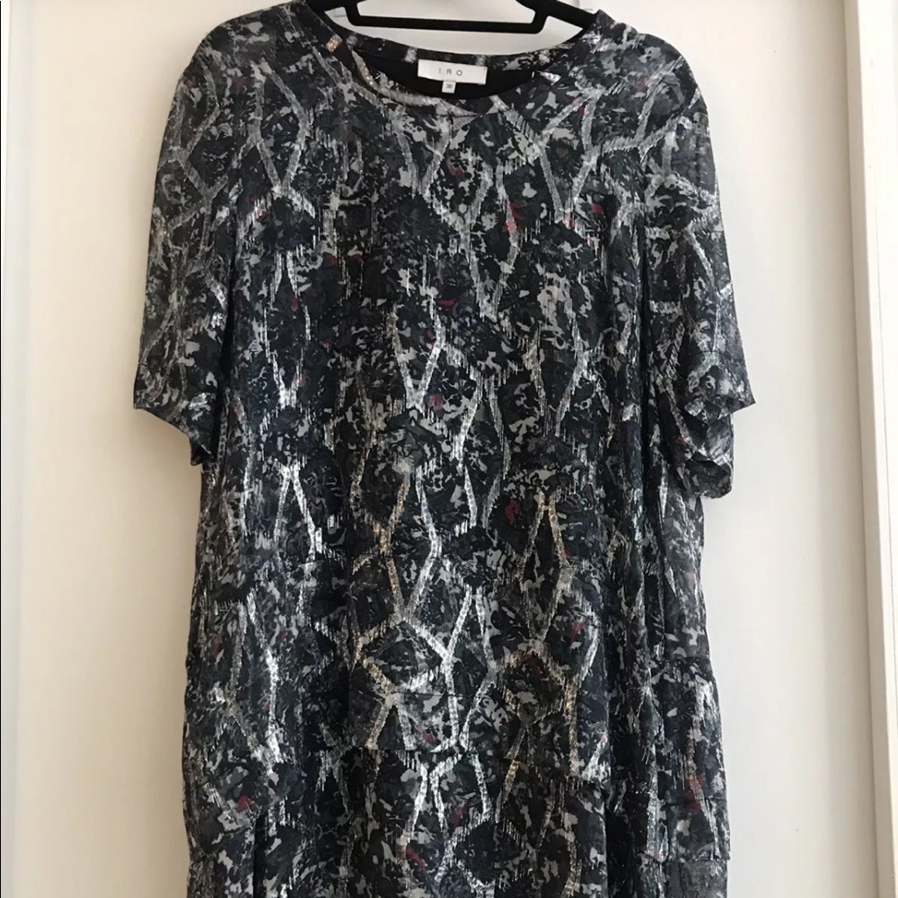 Iro Green Lurex Dress Silver Details Size 36